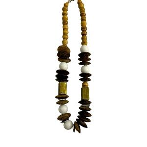 Vintage Boho Wooden Necklace with Chunky Beads
